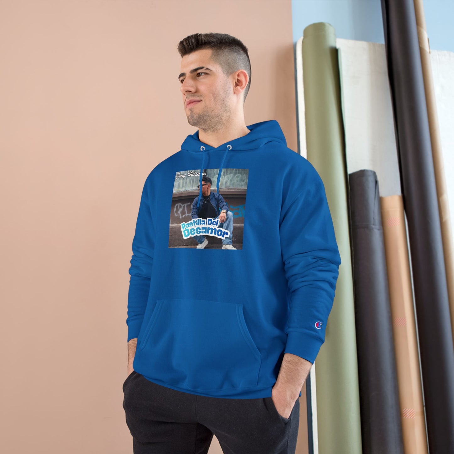 “Pastilla Del Desamor” - Champion Hoodie (P'al Mundo Back Subscript)